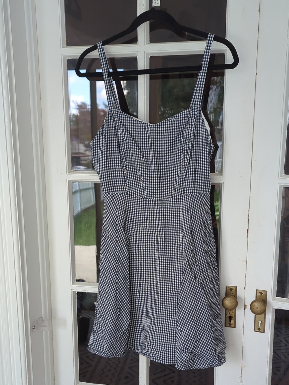 Navy & White Gingham Sundress with Spaghetti Straps